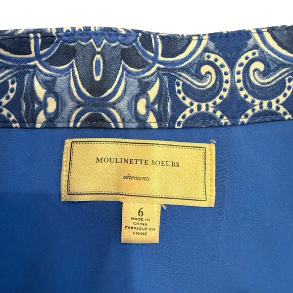 ANTHRO moulinette Souers Women’s blue pattern straight skirt Size 6 - Picture 7 of 10